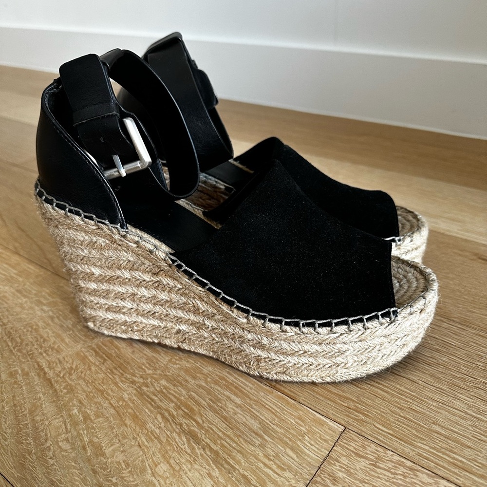 Marc Fisher Black Suede/Leather Espadrilles, Size 8 - Picture 4 of 8
